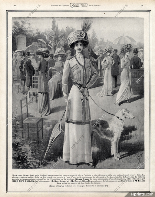 High Life Tailor 1910 Russian Blouse, Sighthound, Dog
