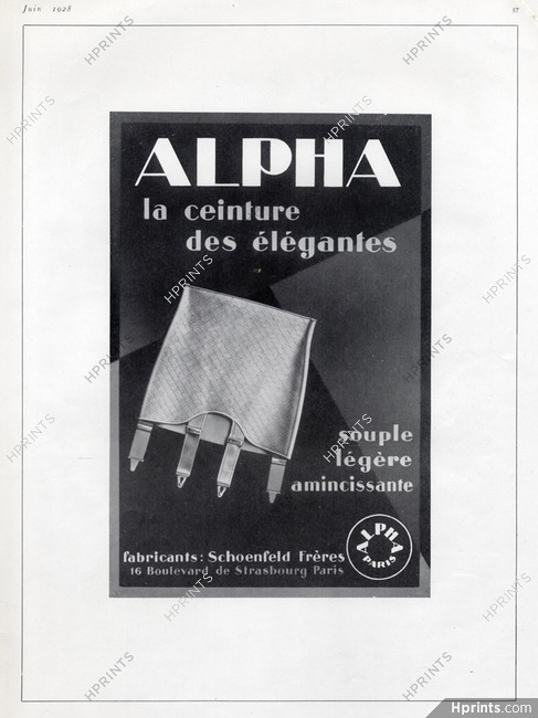 Ets Schoenfeld Frères (Lingerie) Alpha 1928 Girdle, Garters