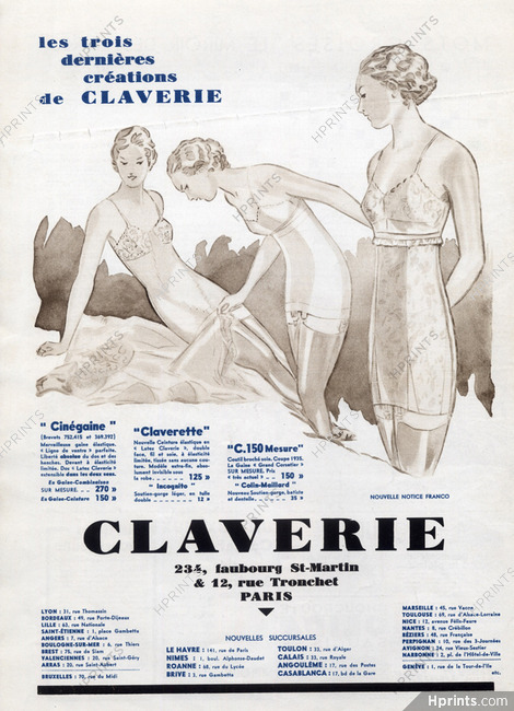 Claverie 1939 Girdle, Summer Dress — Advertisement