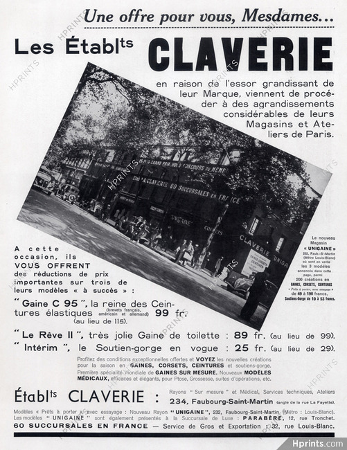 Claverie (Lingerie) 1938 Shop, Store