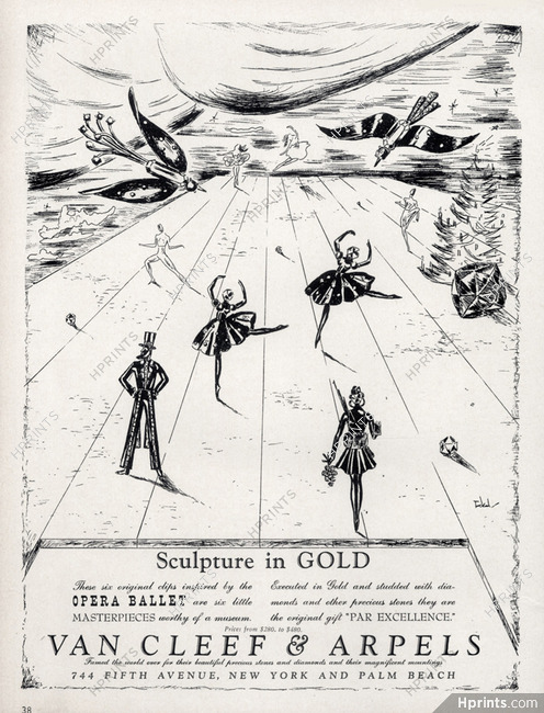 Van Cleef & Arpels (Jewels) 1942 Sculpture in Gold, Clips Opera Ballet