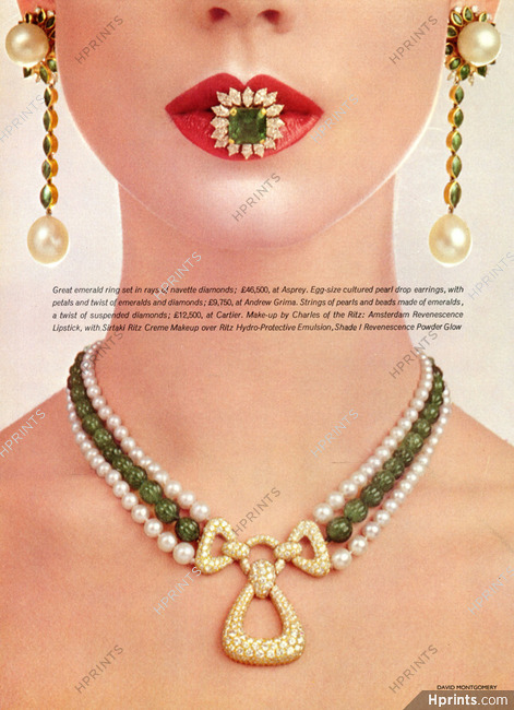 Cartier (Necklace), Asprey (Ring), Andrew Grima (Earrings) 1976 Photo David Montgomery