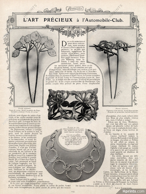 Lucien Gaillard & Lalique 1905 Jewels, Combs, Necklace, Art Nouveau, A. Cossard