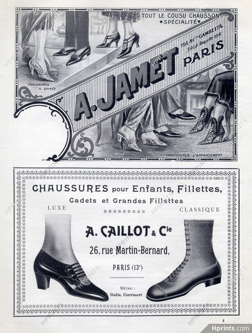 A. Jamet (Slippers, Shoes) & A. Caillot (Children's shoes) 1922