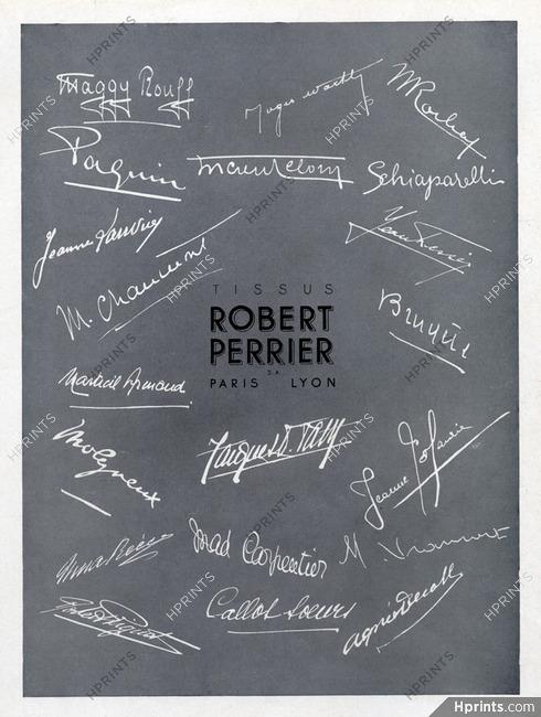 Robert Perrier (Textile) 1946 Tissus pour la Haute Couture, Autograph
