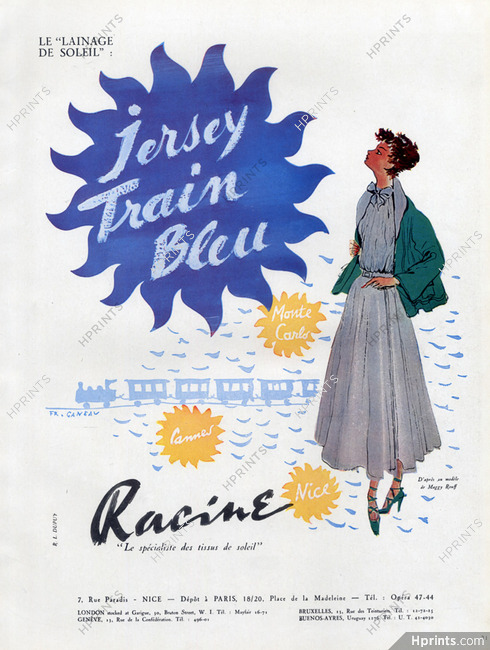 Racine (Textile) 1948 Maggy Rouff, Fr. Ganeau, Train Bleu