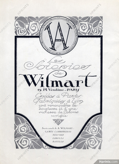Wilmart (Textile) 1923 Art Nouveau Style