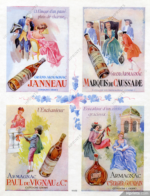 Armagnac 1946 Janneau, Caussade, Vignau, Berger & Gouadain