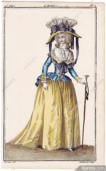 Magasin des Modes Nouvelles 1787 cahier n°19, plate n°2, Claude-Louis Desrais, Jacket