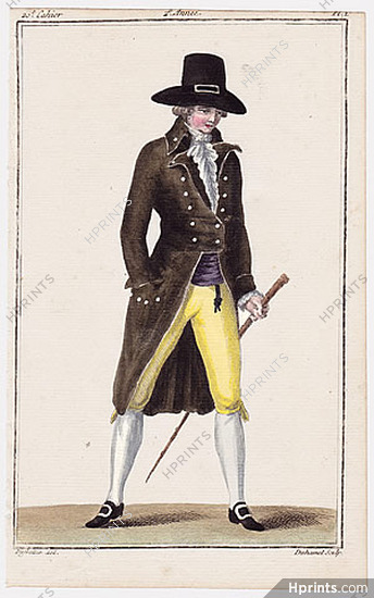 Magasin des Modes Nouvelles 1787 cahier n°20, plate n°1, Defraine, English Man