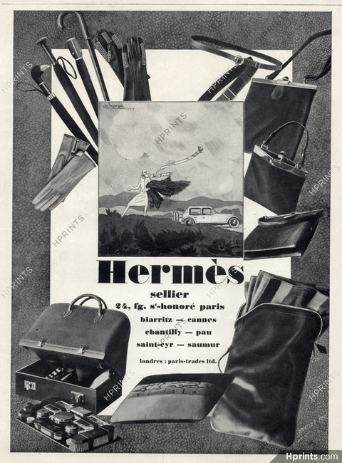 Hermès (Travel Goods) 1927 Canes, Handbag, Vanity Case, Belts, Gloves, Georges Lepape