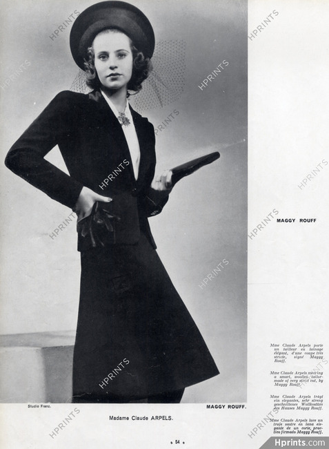 Maggy Rouff 1939 Mrs Claude Arpels, Photo Studio Franz