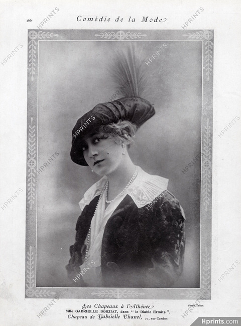 Chanel (Millinery) 1912 Gabrielle Dorziat, Photo Talbot