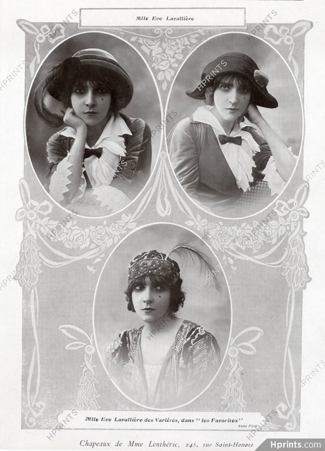 Eve Lavallière 1911 Mme Lentheric Hats, Portraits