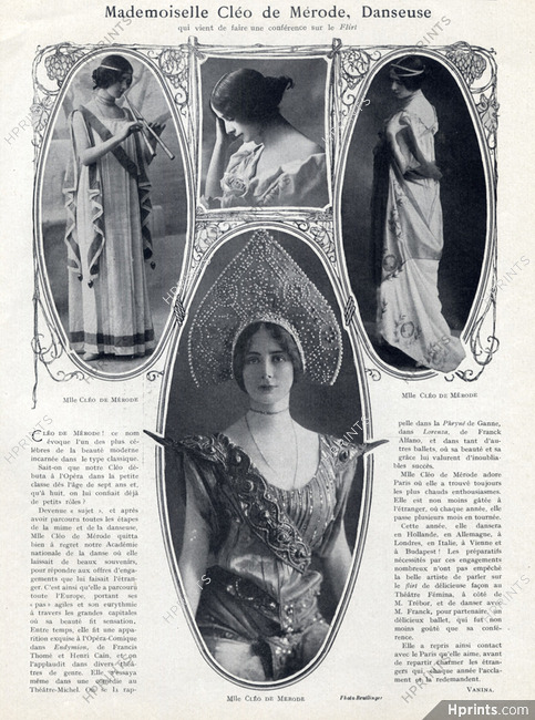 Mademoiselle Cléo de Mérode, Danseuse, 1911 - Photo Reutlinger, Texte par Vanina