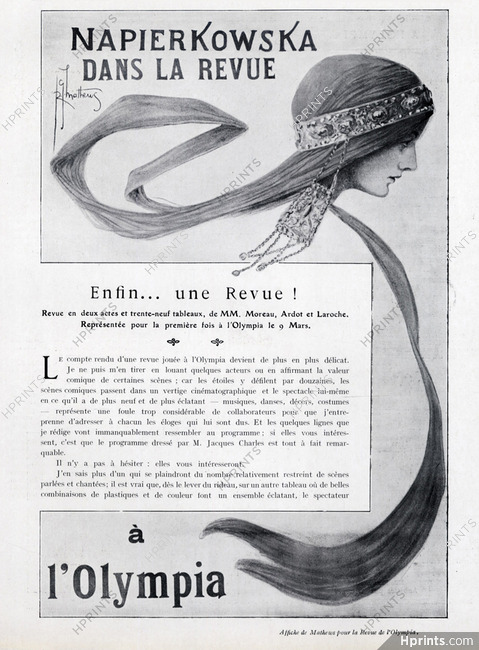 Napierkowska 1912 Poster of Mathews for the review of the Olympia