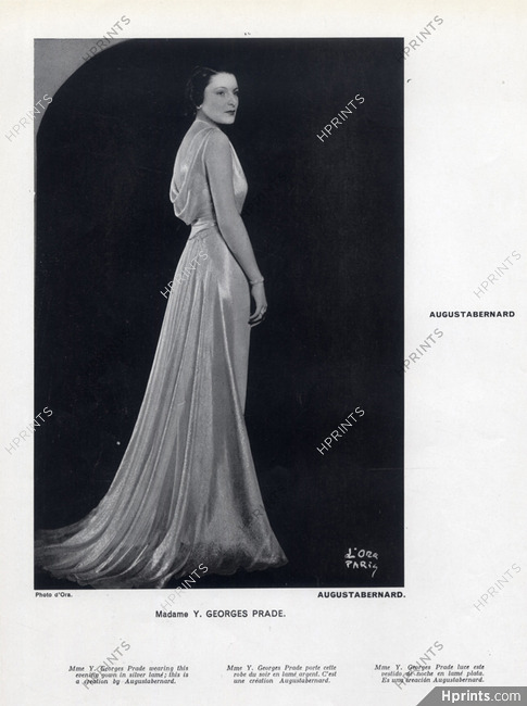 Augustabernard 1933 Mrs Georges Prade, Evening Gown