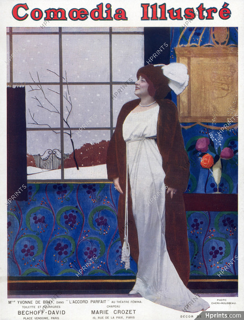 Bechoff - David 1911 Fur Coat, Evening Gown, Yvonne de Bray