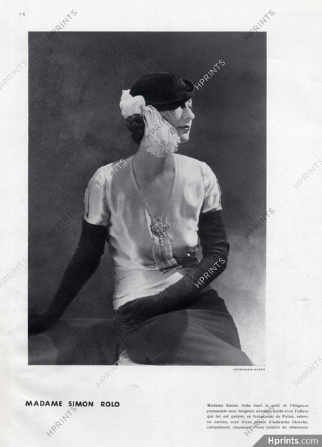 Jean Patou 1931 Mrs Simon Rolo