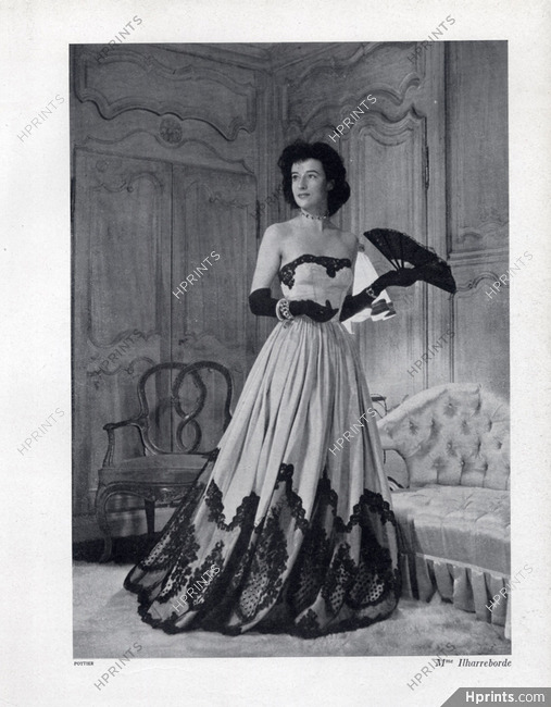Robert Piguet 1947 Evening Gown, Mrs Ilarreborde, Lace Embroidery