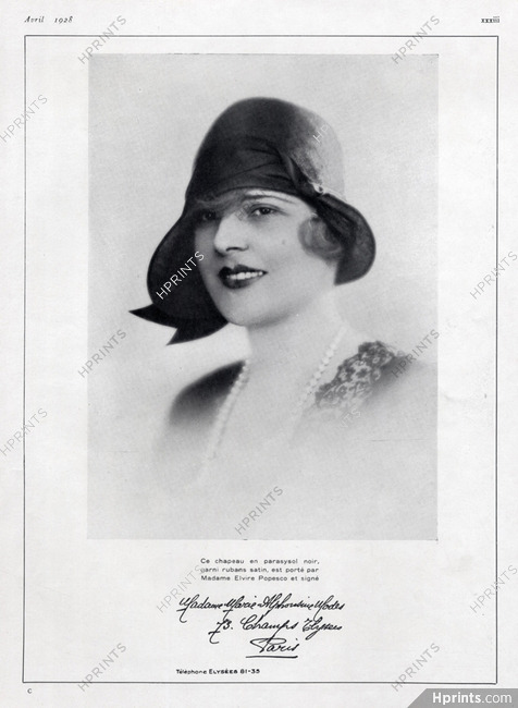 Marie Alphonsine (Millinery) 1928 Elvire Popesco, Autograph