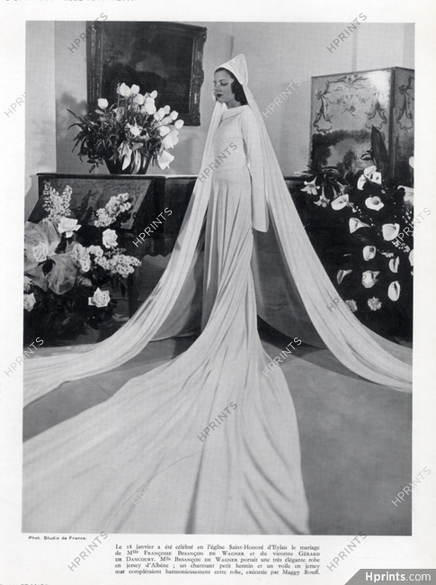 Maggy Rouff 1938 Françoise Besançon de Wagner, Wedding Dress