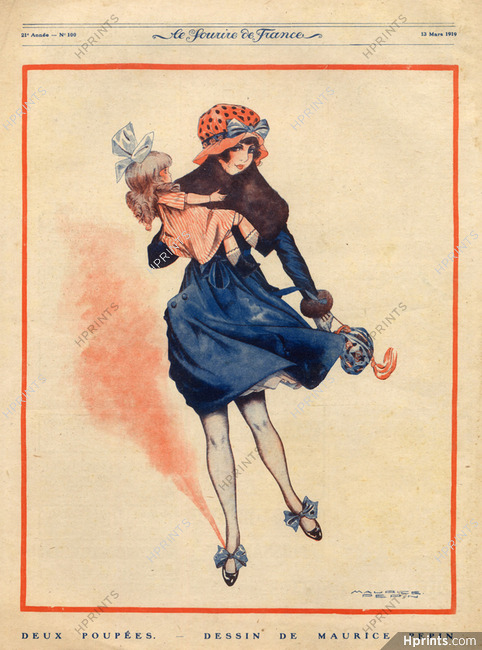 Maurice Pépin 1919 Deux Poupées, Attractive Girl, Doll