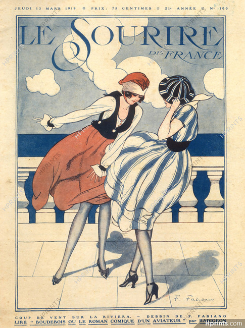 Fabien Fabiano 1919 Riviera Strong Wind, Elegant Parisienne