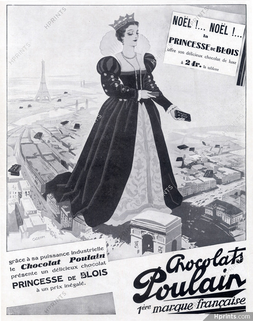Poulain (Chocolats) 1929 Princesse de blois, Arc De Triomphe, Eiffel Tower, Goefft