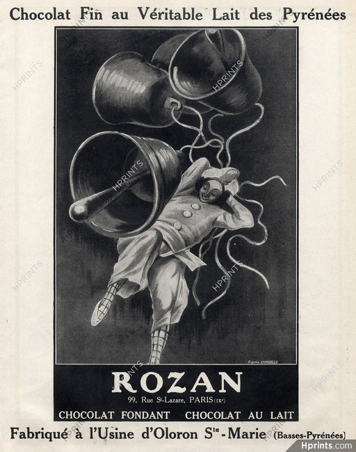 Rozan (Chocolates) 1921 Leonetto Cappiello, Pierrot