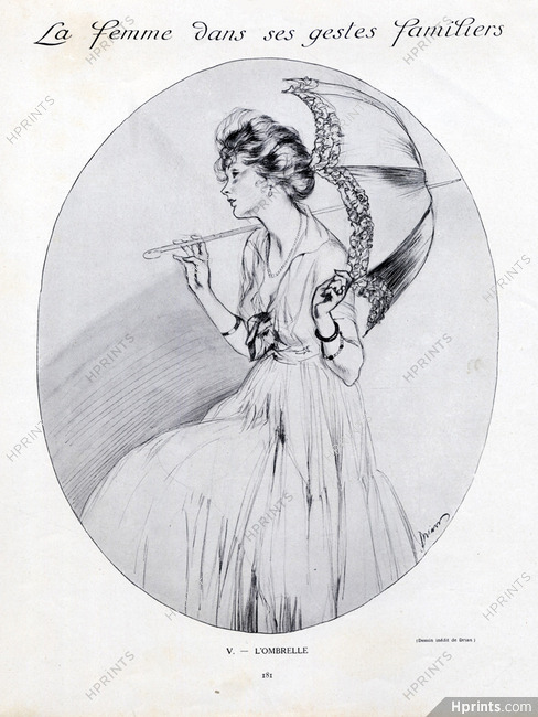 Etienne Drian 1913 "La femme dans ses gestes familiers" V. L'Ombrelle