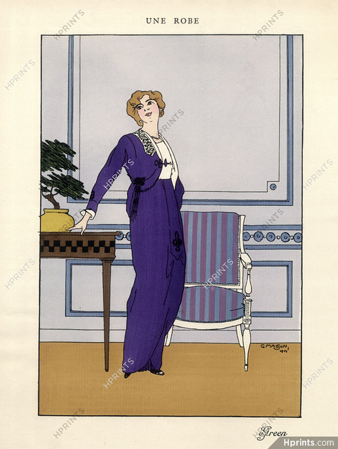 Ets Green 1913 Fashion illustration, dress, G. Masson