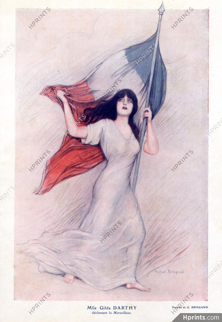 Gustave Brisgand 1915 Gilda Darthy, La Marseillaise, French Flag