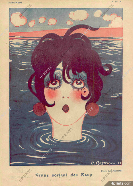 Charles Gesmar 1917 "Venus sortant des Eaux", Bathing Beauty