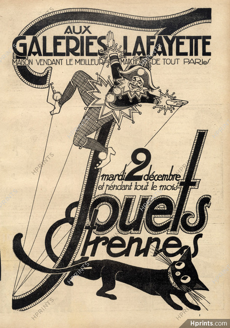 Galeries Lafayette 1924 Pulcinella, Cat, Toys