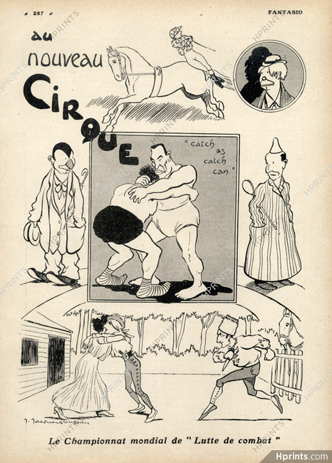 Jacques Rouysan 1913 New Circus, Clown, Lutte de combat