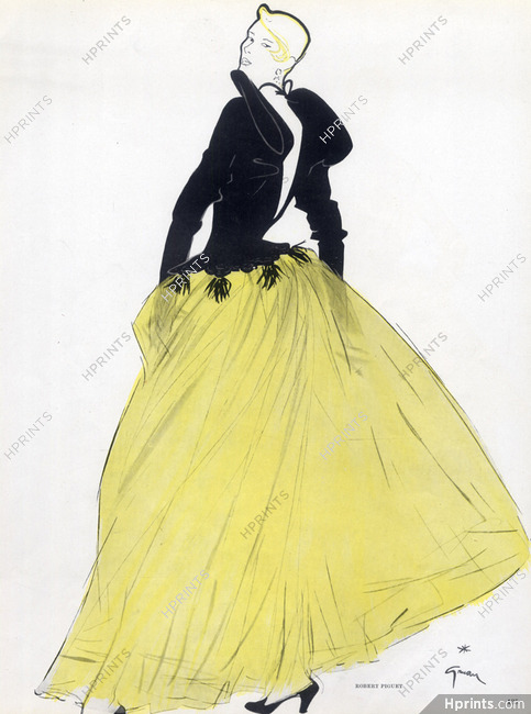 Robert Piguet 1949 René Gruau, Evening Gown