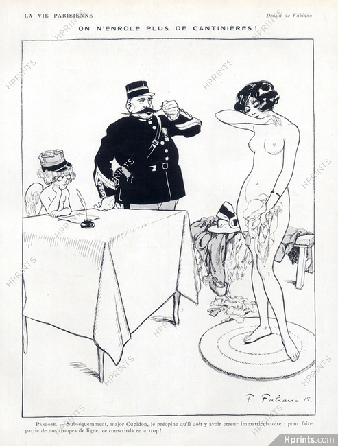Fabien Fabiano 1915 "Majore Cupidon" Nude, Policeman