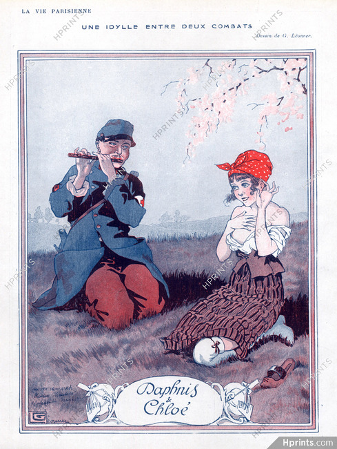 Georges Léonnec 1915 Daphnis & Chloé, Rural Woman, Soldier