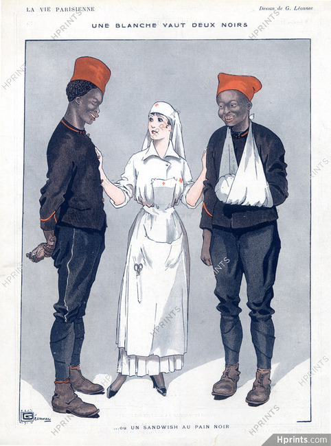 Georges Léonnec 1915 Nurse, Infirmière, African Soldiers