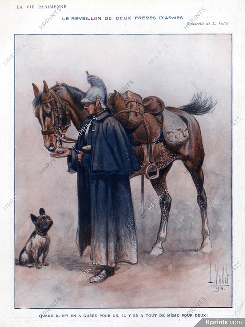 Louis Vallet 1914 Military Rider, French Bulldog