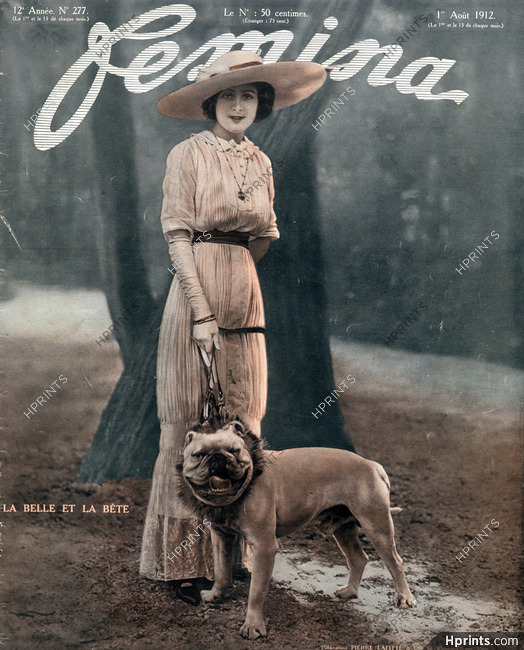 Femina (Cover) 1912 "La belle et la bête" English Bulldog