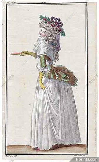 Magasin des Modes Nouvelles 1787 cahier n°26, plate n°1, Defraine, 18th Century Dress
