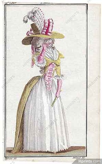 Magasin des Modes Nouvelles 1787 cahier n°26, plate n°2, Defraine, 18th Century Dress