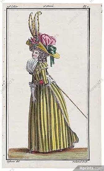 Magasin des Modes Nouvelles 1787 cahier n°29, plate n°1, Defraine, 18th Century Dress