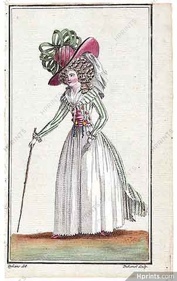 Magasin des Modes Nouvelles 1787 cahier n°31, plate n°1, Defraine, 18th Century Dress