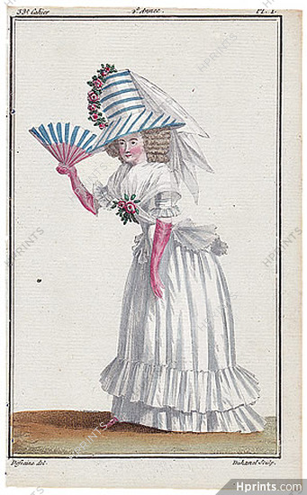 Magasin des Modes Nouvelles 1787 cahier n°33, plate n°1, Defraine, 18th Century Dress