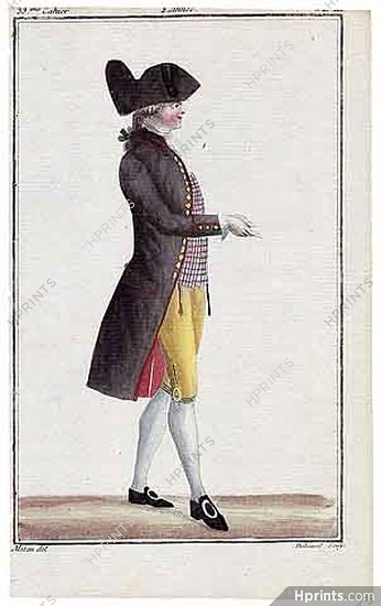 Magasin des Modes Nouvelles 1787 cahier n°33, plate n°3, Mitan, Man