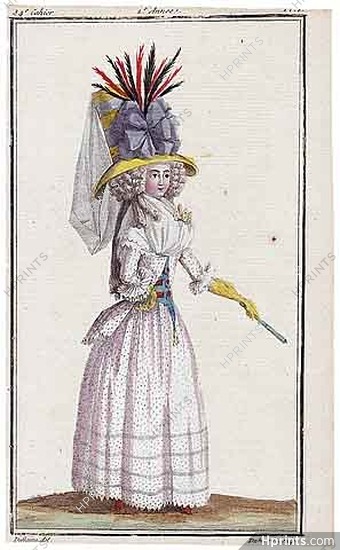 Magasin des Modes Nouvelles 1787 cahier n°34, plate n°1, Defraine, 18th Century Dress