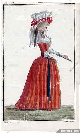 Magasin des Modes Nouvelles 1787 cahier n°35, plate n°3, Mitan, 18th Century Dress